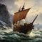 Leif Eriksson\\\'s Epic Voyage: Arrival in Newfoundland, AD 1000 (Illustration)