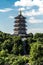 Leifeng Pagoda is a five stories tall tower with eight sides, located on Sunset Hill south of the West Lake in Hangzhou, China.