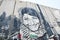 Leila Khaled graffiti on the Israeli West Bank
