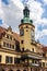 Leipzig, Germany - July 02, 2022: The old town hall or city hall on a sunny day. Due to the use of old foundations, the building