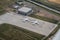 Leipzig, maintenance apron in front of air traffic control tower with cargo airplanes Antonov AN-124 parked in front of hanger