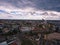 Leipzig, Panorama aerial view town city clouds