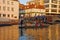 Leisure activity of punting on River Cam at Cambridge nearby Silver Street, United Kingdom