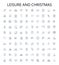 Leisure and christmas outline icons collection. Christmas, Leisure, Shopping, Decorating, Trees, Gifts, Trees vector