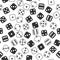 Leisure Dices gamble gaming monochrome vector seamless pattern