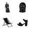 Leisure, hairdresser, textiles and other web icon in black style. leather, suede, shoes, icons in set collection.