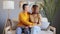 Leisure happiness. Fun and relaxation. Care and romance. Relationship recreation. Romantic couple woman and man in casual clothing