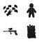 Leisure, textiles, progress and other web icon in black style.weapons, package, food icons in set collection.