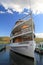 Leisure tour boat,Adirondack, moored at the docks, Lake George,New York,Late Summer,2014