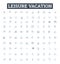 Leisure vacation vector line icons set. Vacation, Leisure, Break, Retreat, Getaway, Holiday, Recreation illustration