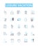 Leisure vacation vector line icons set. Vacation, Leisure, Break, Retreat, Getaway, Holiday, Recreation illustration