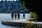 Leisure walk beside lake