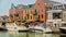 LEMMER, NETHERLANDS - JUNE 2018: Lemstersluis and canal in the city center of Lemmer near Ijselmeer