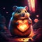 Lemming hugging heart Cute hamster with a heart. Valentine\\\'s day card. generative AI animal ai