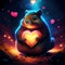 Lemming hugging heart Cute hamster in love with heart. Valentine\\\'s day card. generative AI animal ai