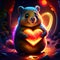 Lemming hugging heart Hamster with a heart in his hands. Valentine\\\'s Day. Generative AI animal ai