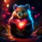 Lemming hugging heart Hamster holding a heart in his hands. Valentine\\\'s Day. AI Generated animal ai