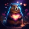 Lemming hugging heart Valentine\\\'s day card with cute hamster and heart. AI Generated animal ai