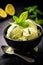 Lemon Basil Dream: Artful Presentation of Citrus Sorbet