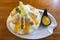 Lemon Bingsu fruit dessert for quenching thirst