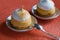 Lemon cakes with meringue closeup