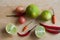 Lemon, chilli, garlic and tomato Healthy food concept