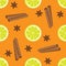 Lemon and cinnamon seamless pattern