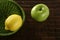 Lemon citric fruit and Green apple