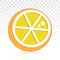 Lemon citrus half slice or Citric acid flat icons on a transparent background