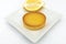 Lemon Curd Tart. Home made freshly baked food. White background, no human. Empty copy space for text