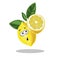 Lemon cute character surprised with half cut lemon