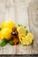Lemon essential oil and fresh lemon peel