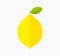 Lemon fruit with leaf flat design icon.