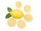 Lemon fruits composition.Whole lemon and fresh slices of lemon.