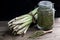 Lemon Grass Cymbopogon citratus and Dried lemongrass in glass