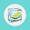 Lemon in ice cube flat design