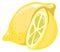 Lemon icon. Cartoon whole citrus and cutted fruit