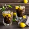 lemon infused chilled espresso tonic