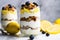 lemon-infused greek yogurt parfait with oat flakes