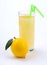 Lemon juice in a glass and an lemo