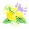 Lemon juice vector illustration. Abstract watercolor juicy fruit splash