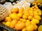 Lemon, kumquat and fruit on the shop window. Mobile photo