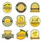 Lemon labels. Retro badges for cold juice drinks lemonade stamps for restaurant menu vector decoration set