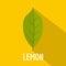 Lemon leaf icon, flat style