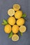 Lemon lemons fruits portrait format slate top view