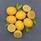 Lemon lemons fruits square slate top view