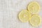 Lemon lime on white hemp background