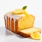 Lemon Loaf Cake on plain white background - product photography