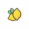 Lemon logo. Fresh lemon fruits on summer season. Summer fruit