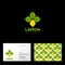 Lemon logo. Fresh market or vegetarian restaurant emblem. Business card.